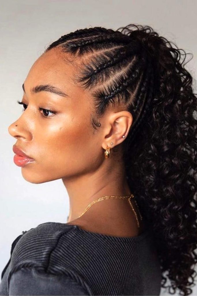 Braided Long Curly Hair With Ponytail