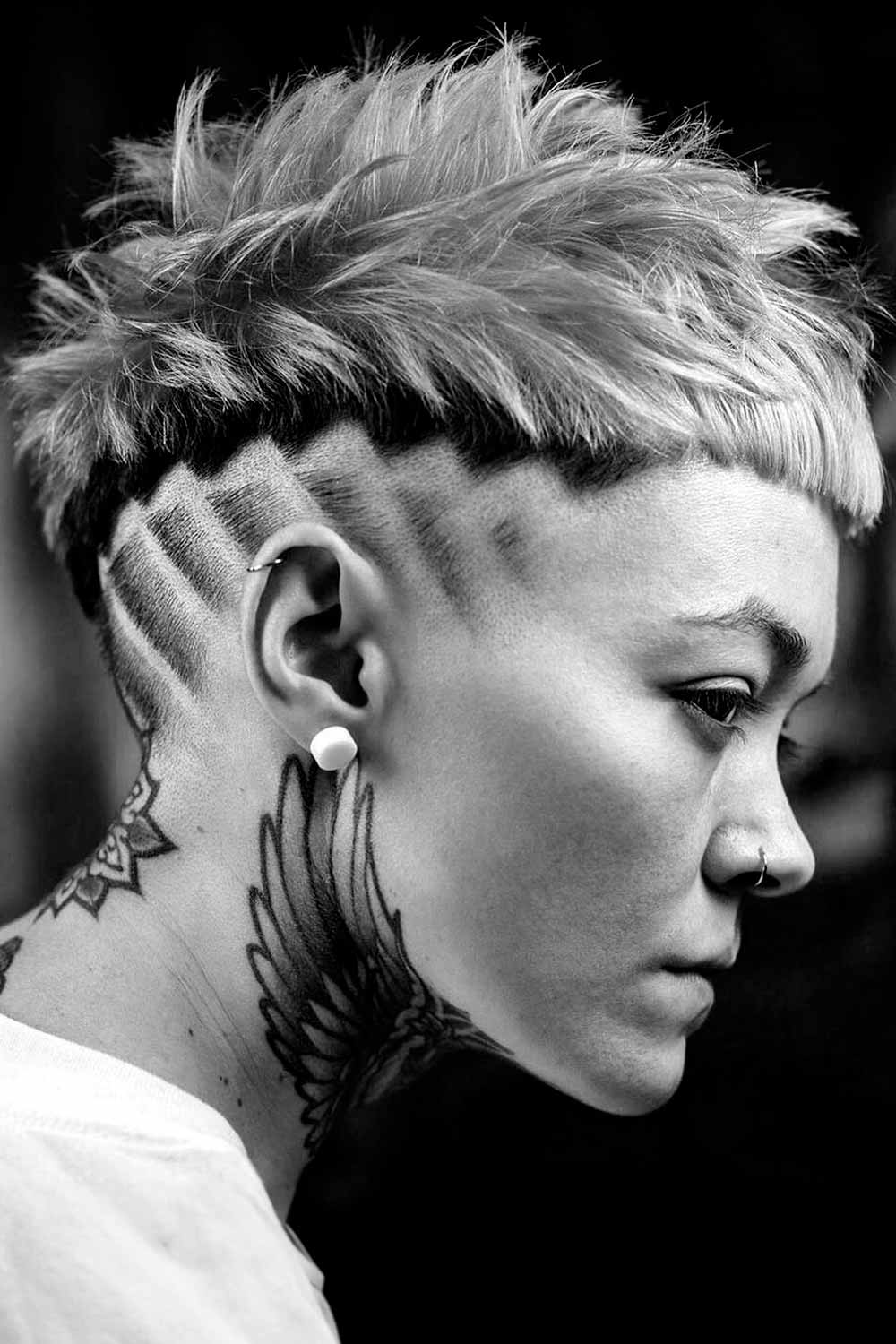 French Crop With Design #androgynoushaircuts #androgynoushairstyles