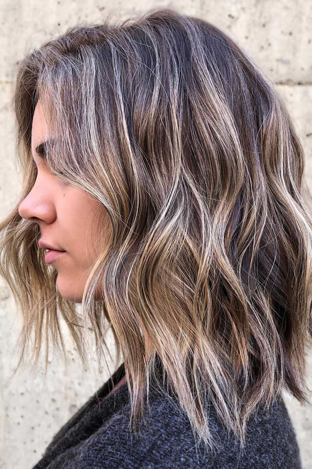 Layers with Dark Brown Balayage on Medium Hair