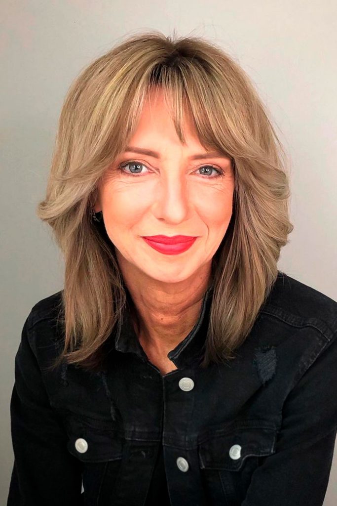 Layered Haircut with Curtain Fringe