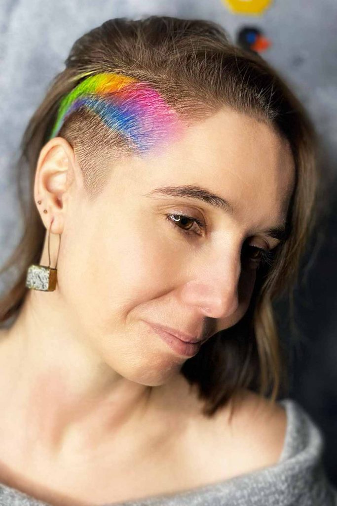 Rainbow Side Stripe #undercuthairstyles #undercutwomen