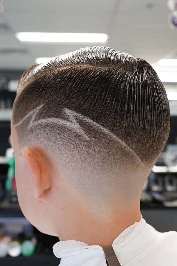 Sleek Comb Over With Line Design