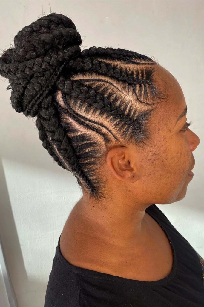 Cornrow Braids with High Bun
