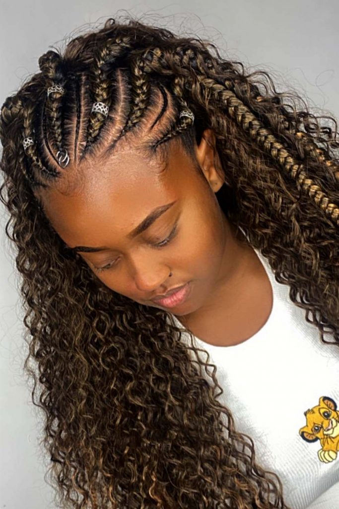 Long Braided Hair With Curls and Accessories