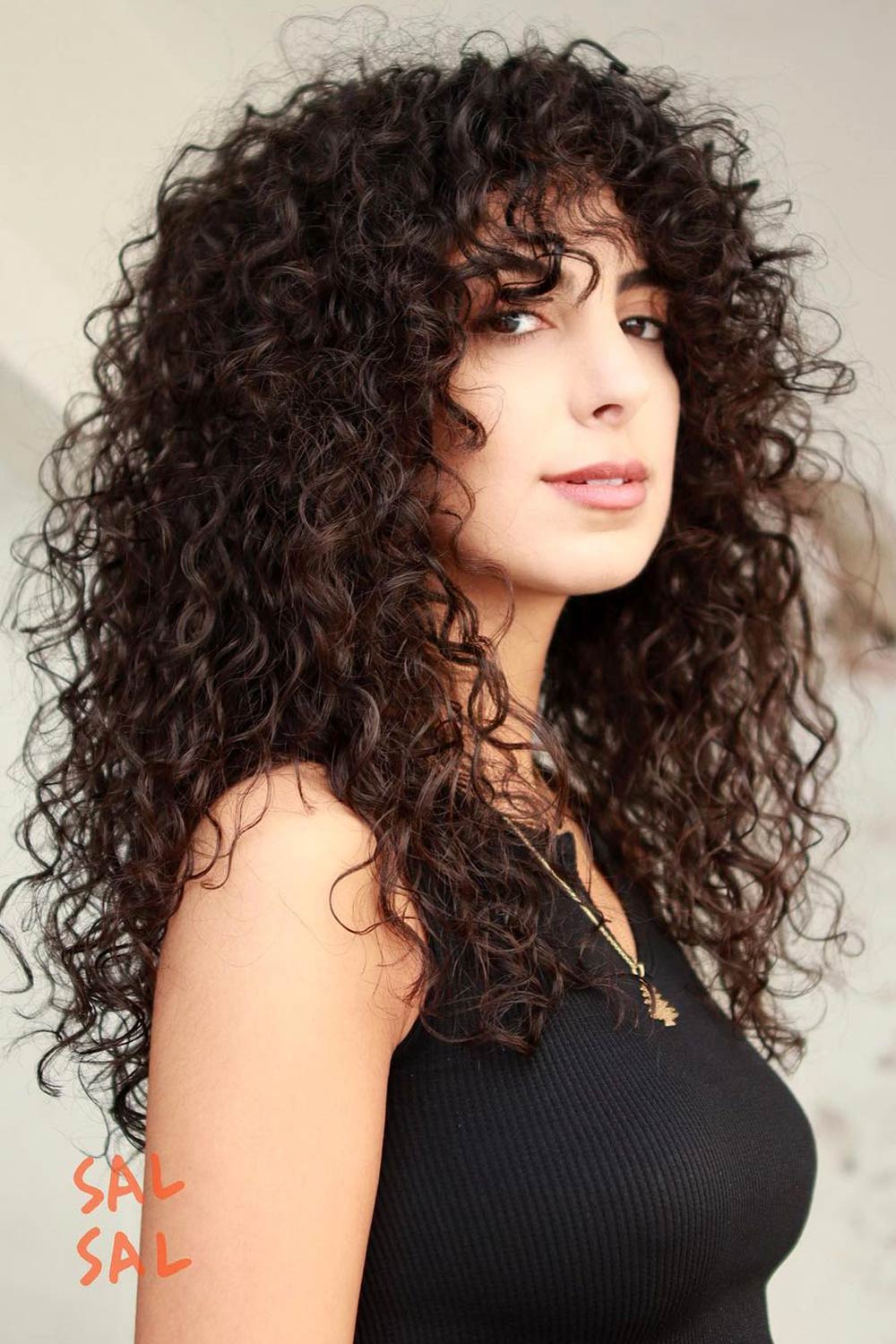 Long Curly Hair with Bangs