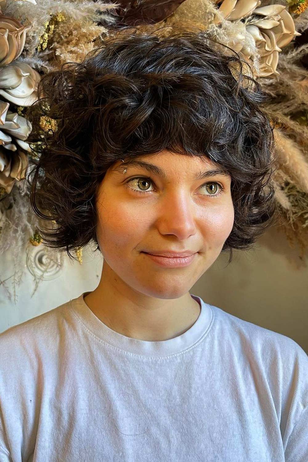 Short Curly Bob with Bangs