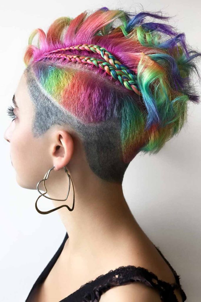 Undercut Pixie with Colorful Highlights #curlypixiehair #curlypixie #pixie
