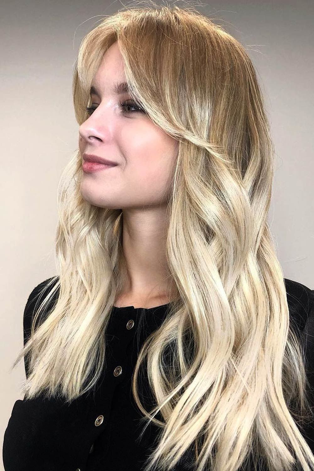 Long Ombre Hair and Long Bangs Combo