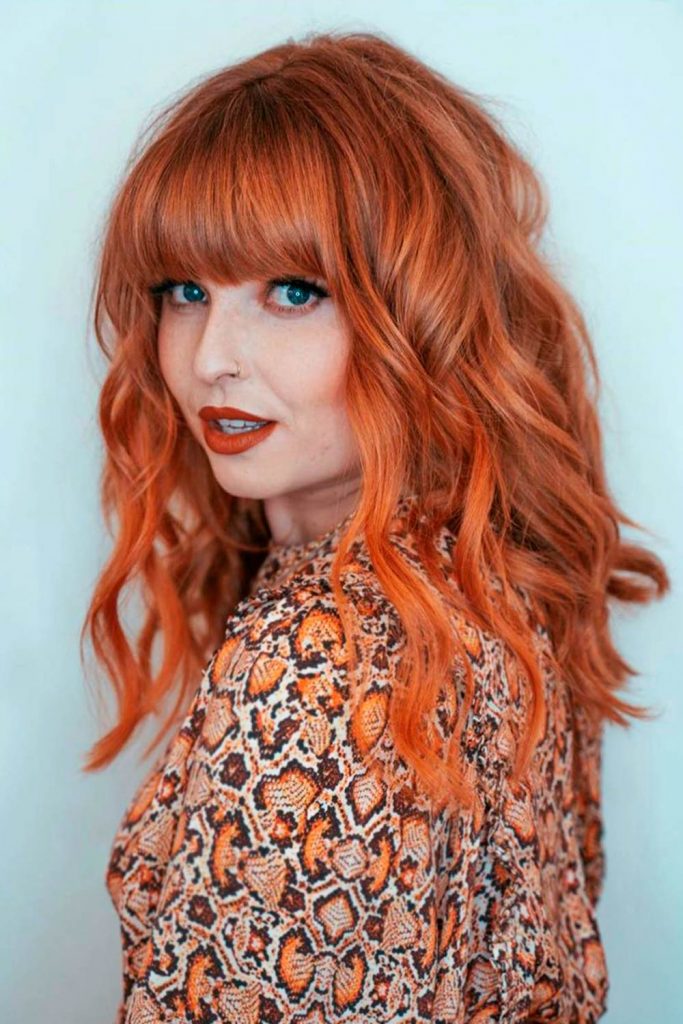 Full French Fringe with Soft Curled Hair