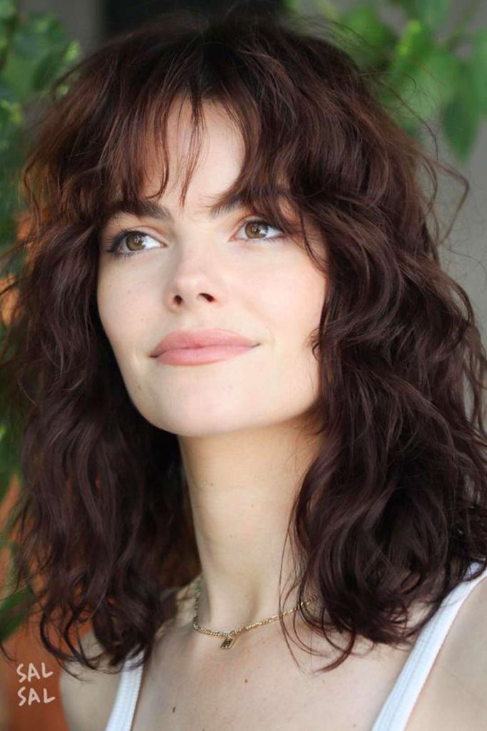 Messy Medium Shag Haircut For Square Face