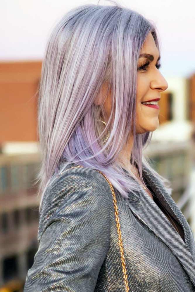 Lavender Sleek Lob #hairstylesforwomenover50