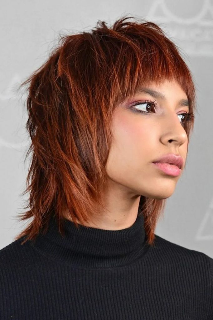 Shaggy Haircut with Bottleneck Bangs