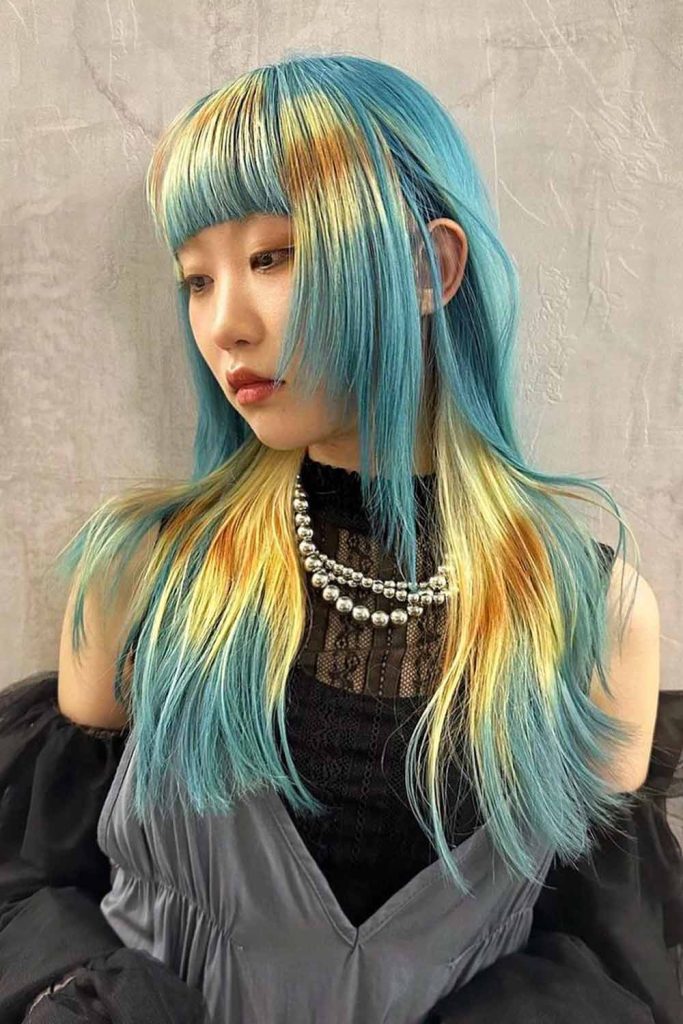 Raccoon Tail Long Blue Hairstyle #raccoontailhair #raccoontail