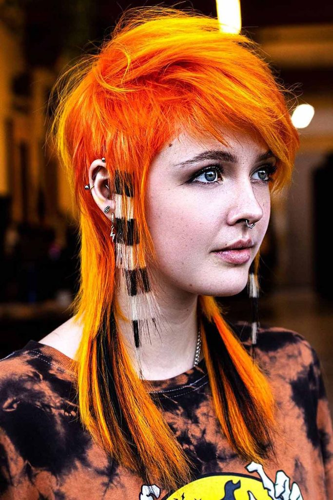 Neon Orange Mullet #raccoontailhair #raccoontail