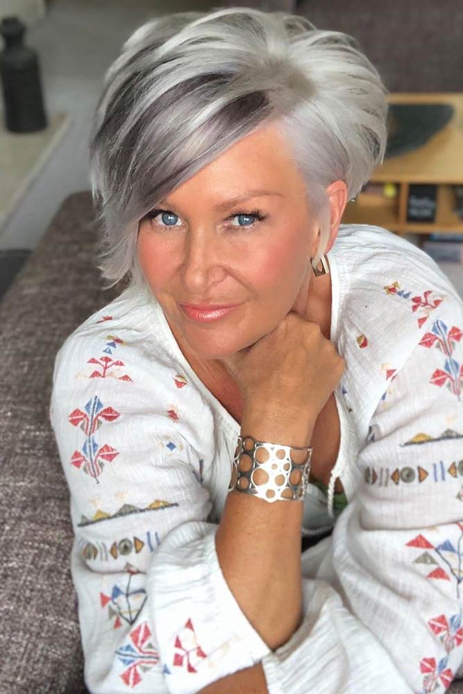 Asymmetrical Voluminous Pixie #haircuts #hairstylesforwomenover60
