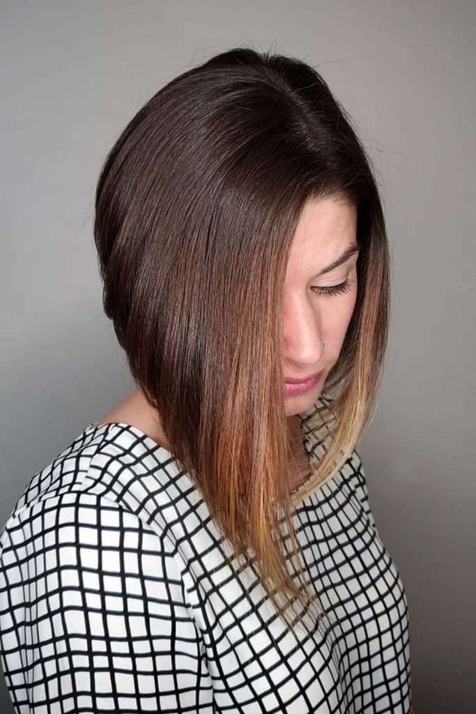 Natural Long Side Swept Bob