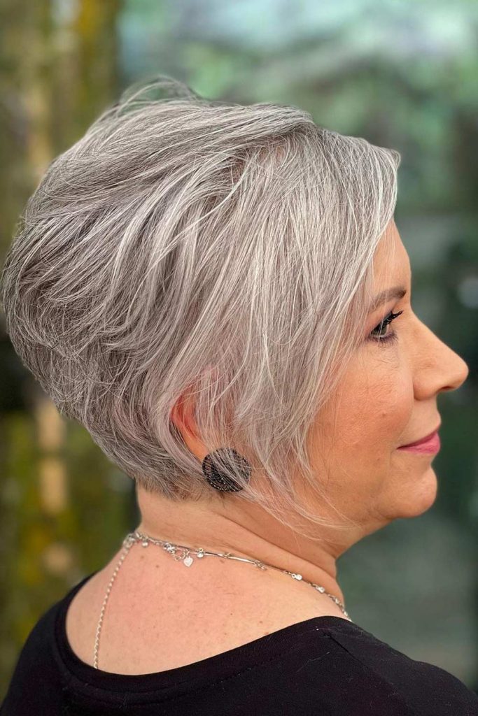 Messy Side-Swept Bob Short Haircut