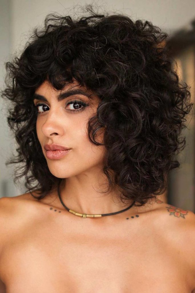 Long Bob with Curly Bang #stackedbob #bobhaircut #bobhairstyles