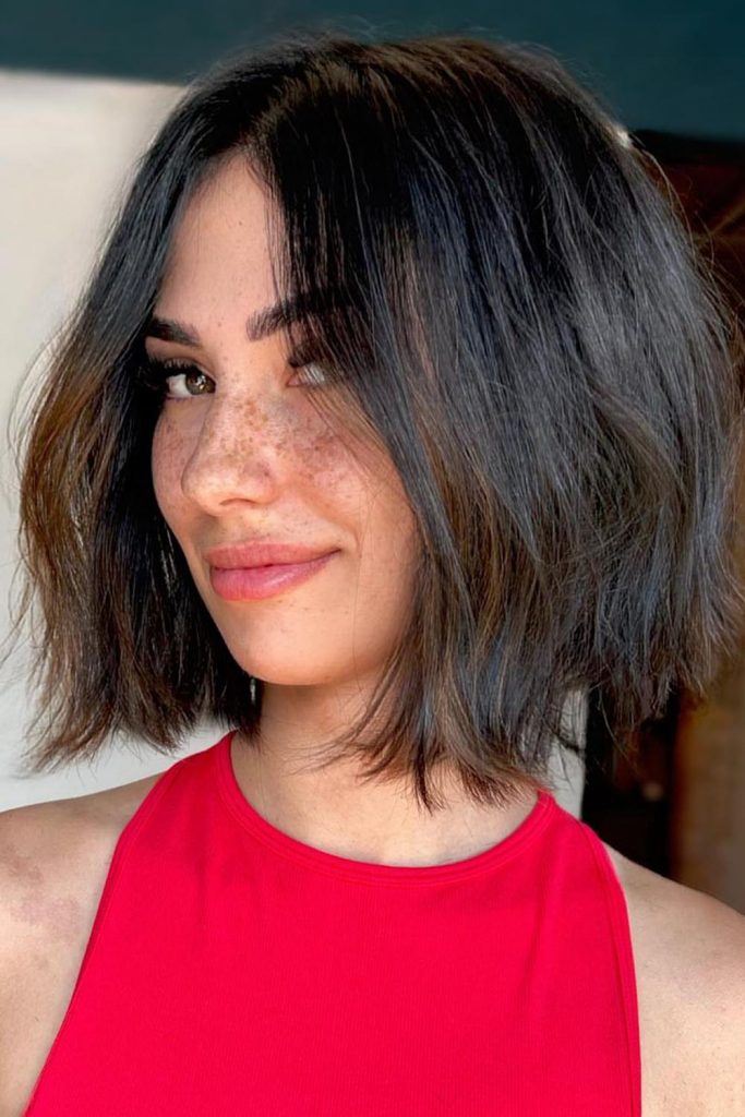 Messy Inverted Dark Bob